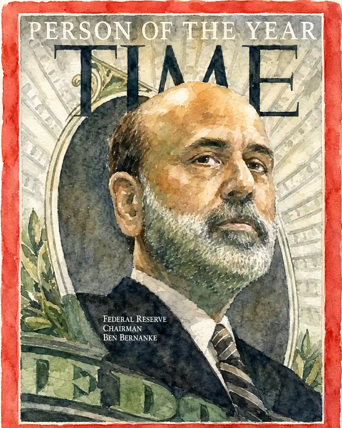 AI illustration of Ben Bernanke on Time Cover