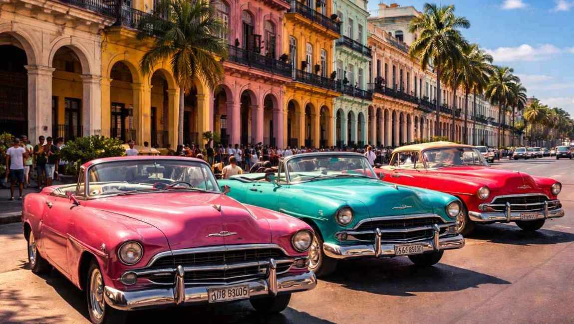 AI-generated illustration of Old Havana architecture and streetscape