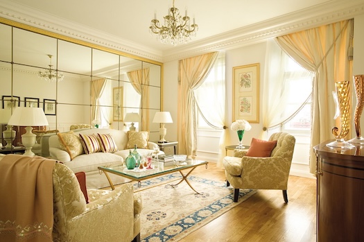 A suite at the Four Seasons Hotel Prague with views of Charles Bridge and the Vltava River