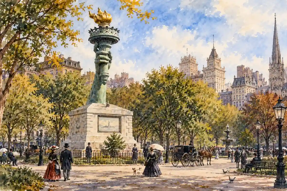 Statue of LIberty torch on a pedestal
