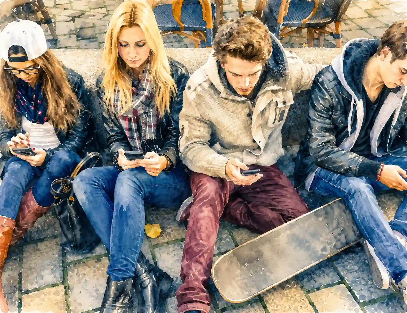 AI Image of Students on there phones