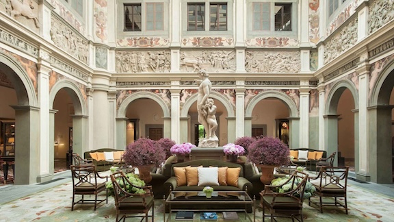 Four Seasons Firenze courtyard lobby with Renaissance architectural details