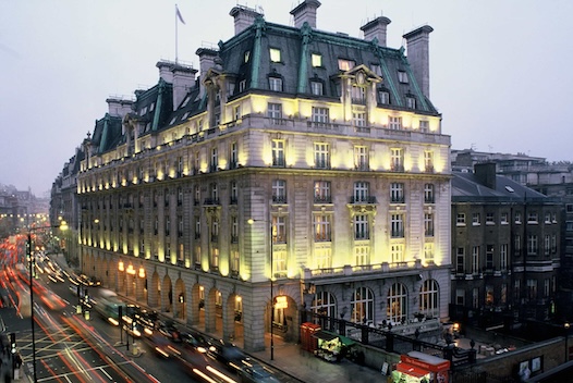 The Ritz London at night luxury hotel facade