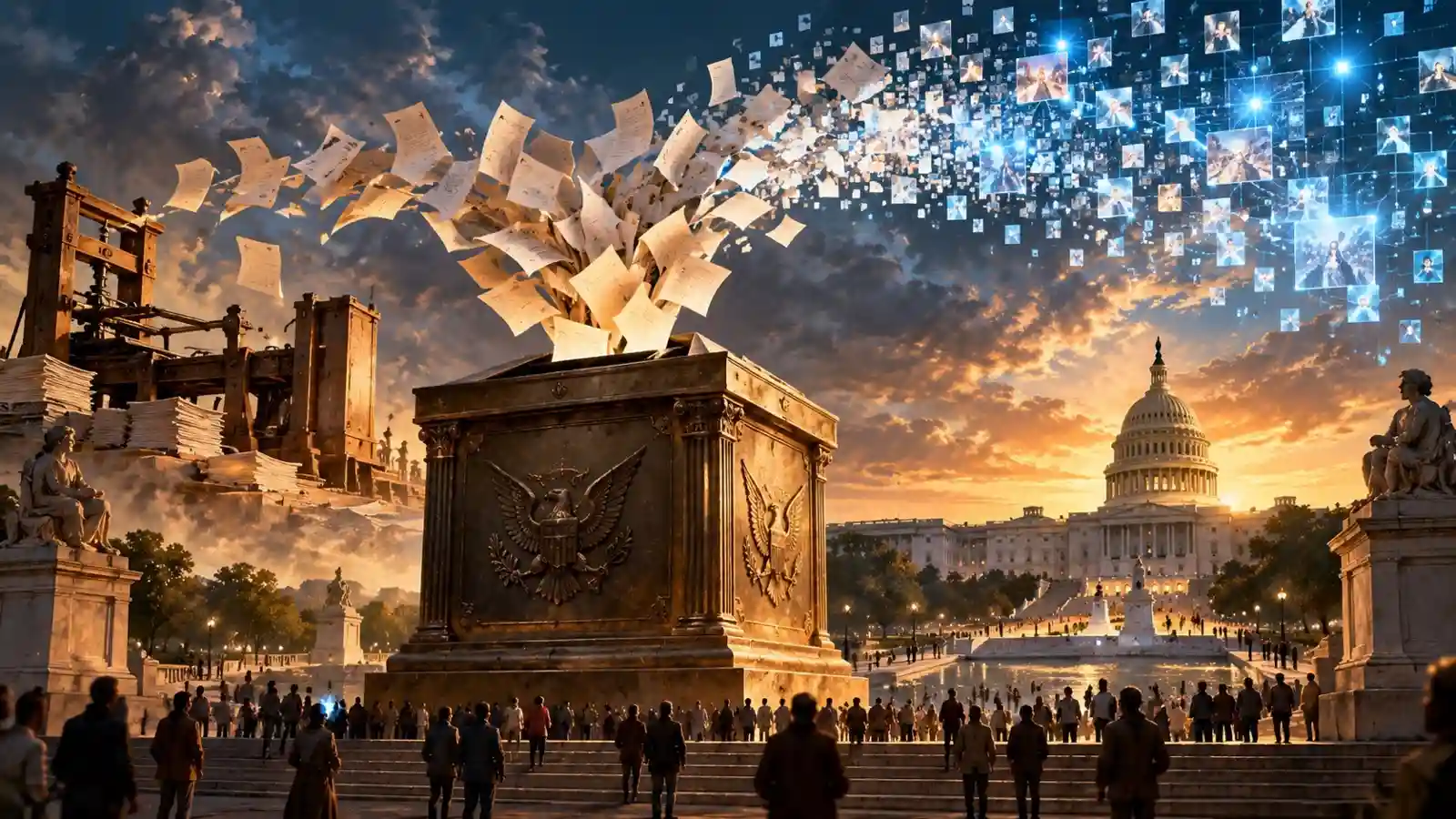 AI image of a voting box in front of the capital building