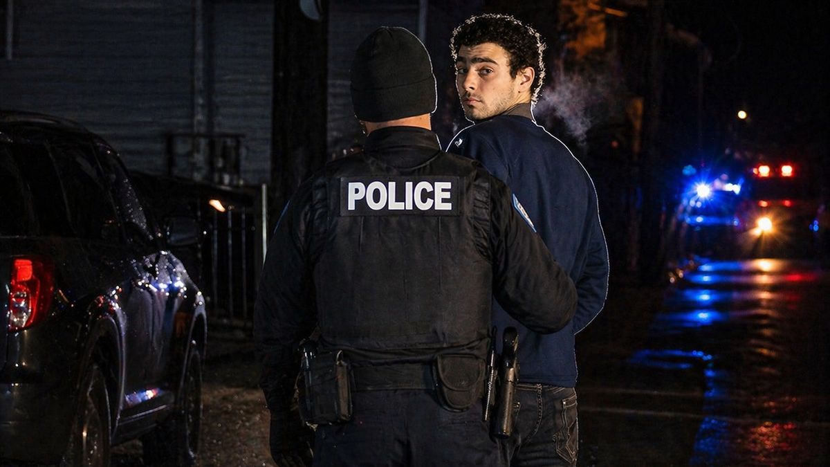 AI illustration of Luigi Mangione being arrested