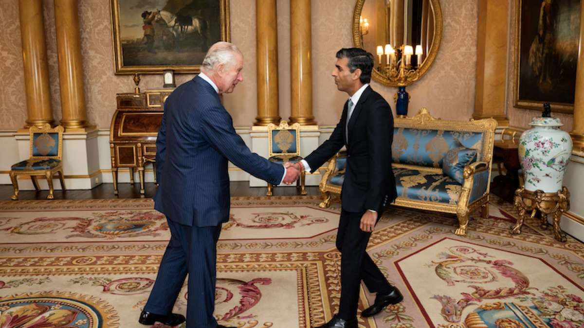 AI illustration of King Charles III and Prime Minister Rishi Sunak at the coronation