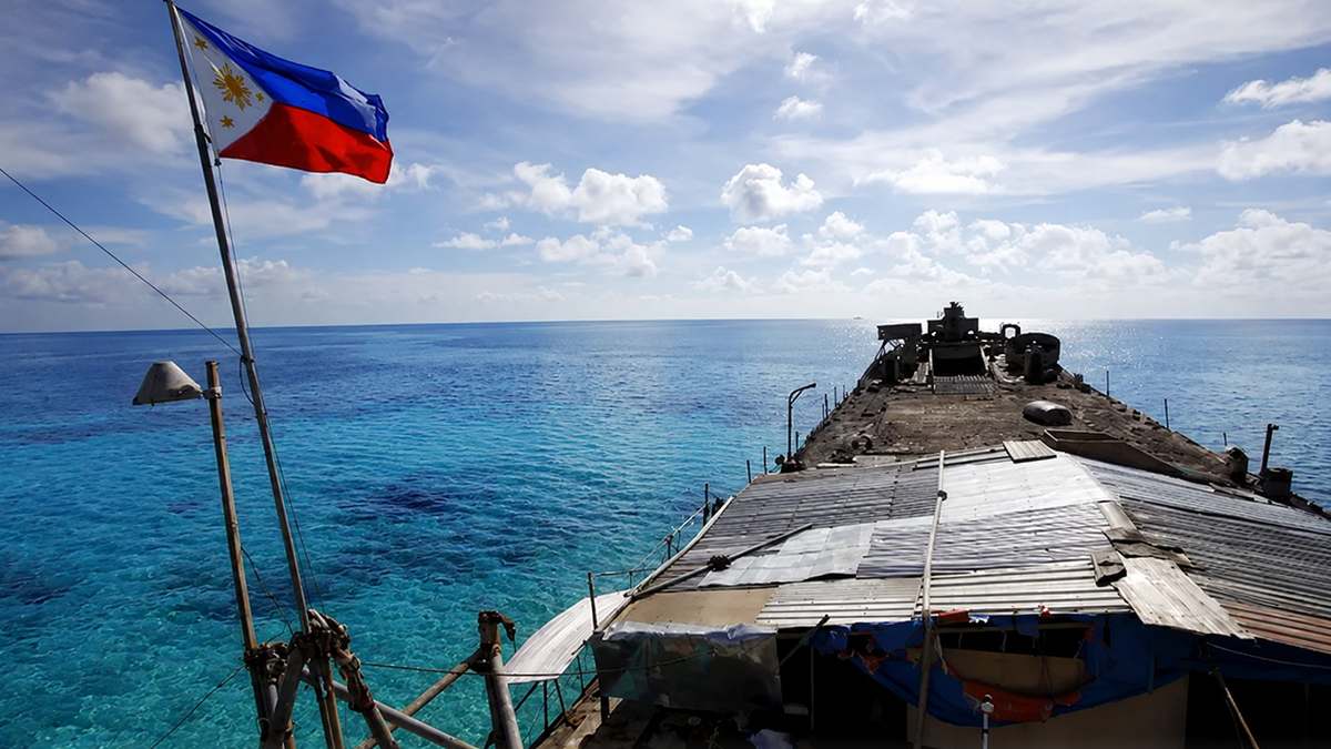 AI illustration of the Philippine Navy ship BRP Sierra Madre in the South China Sea