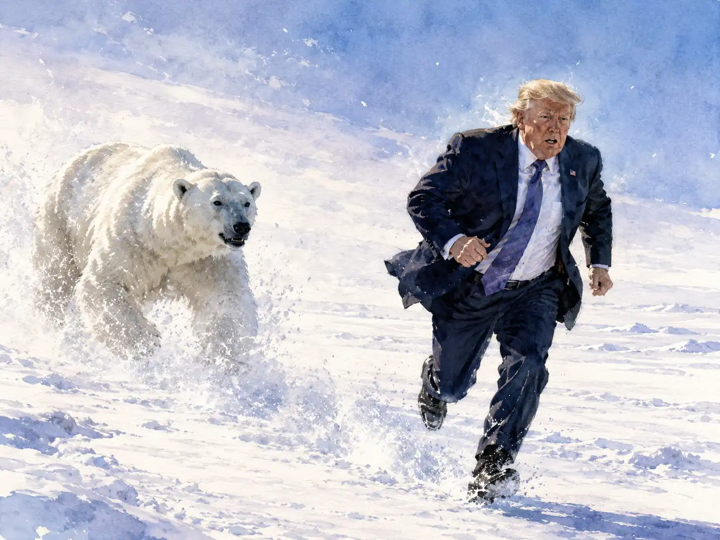 AI Image of trump being chased by a polar bear