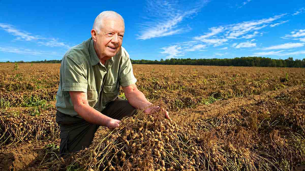 AI illustration of former U.S. President Jimmy Carter standing in a field