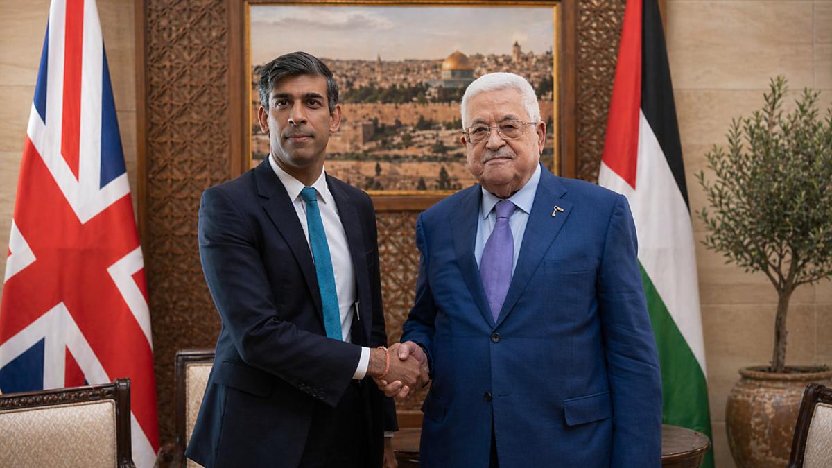 AI illustration of Prime Minister Rishi Sunak and Palestinian Authority President Mahmoud Abbas in Cairo