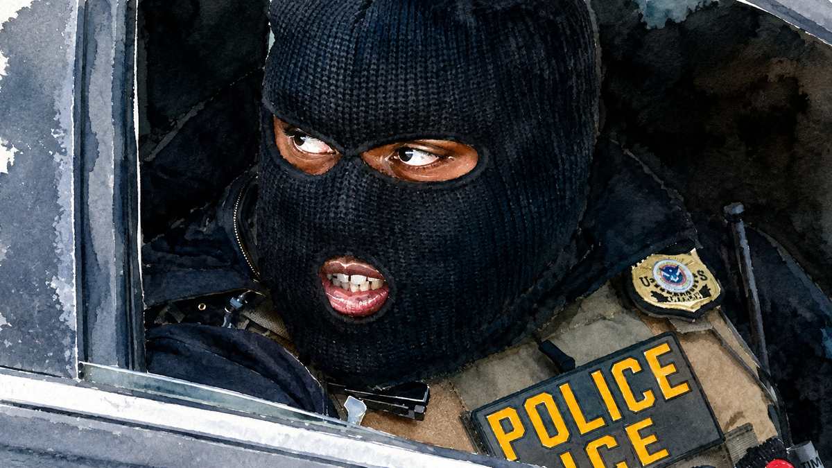 AI-generated image of a militarized federal force massing in an American city