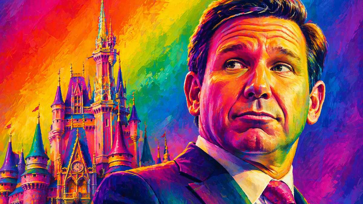 AI illustration of Ron DeSantis and Disney