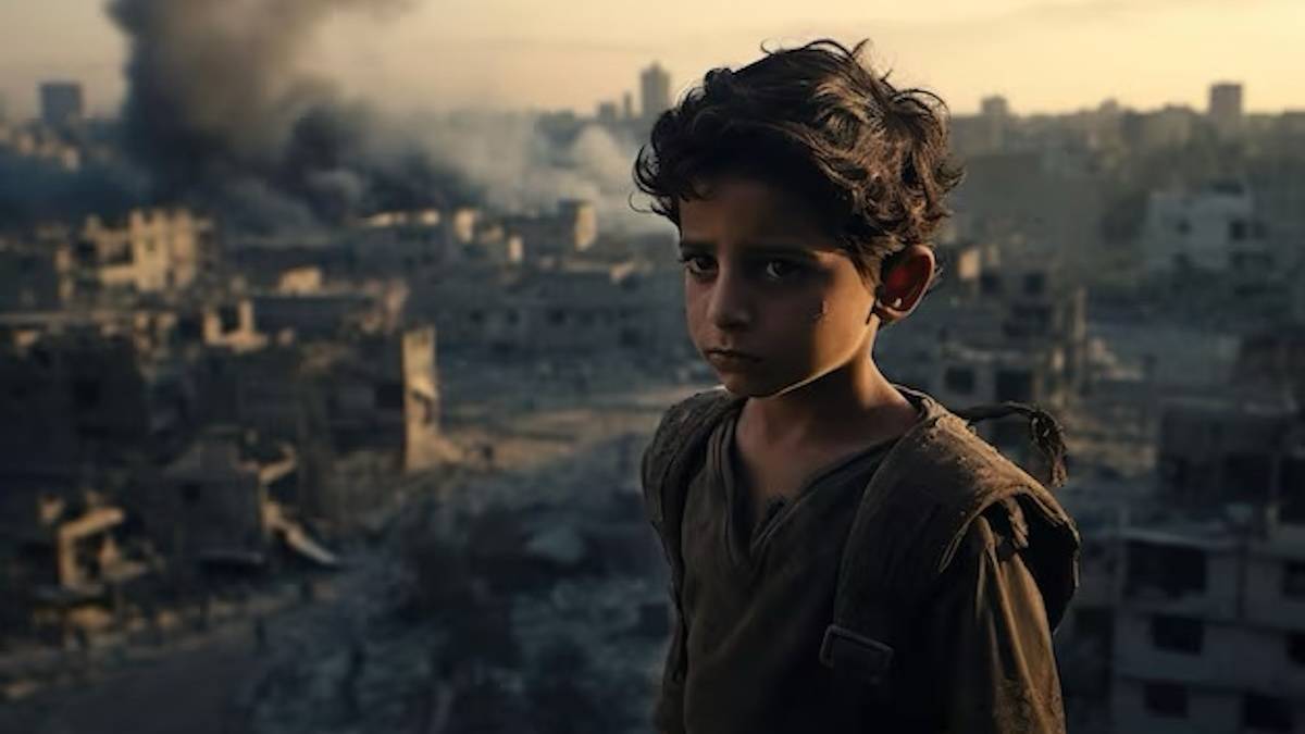 AI illustration of the 2023 Israel–Hamas war