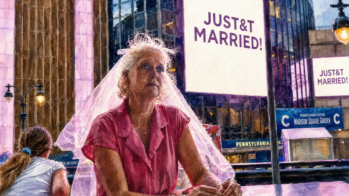 AI-generated image of Madison Square Garden lit for an evening event